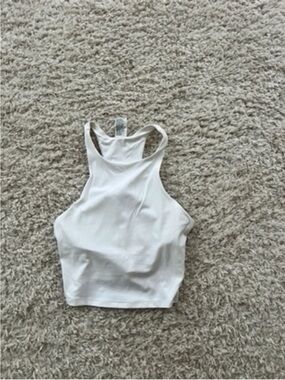 all in motion White High-Neck Racerback Crop Tank